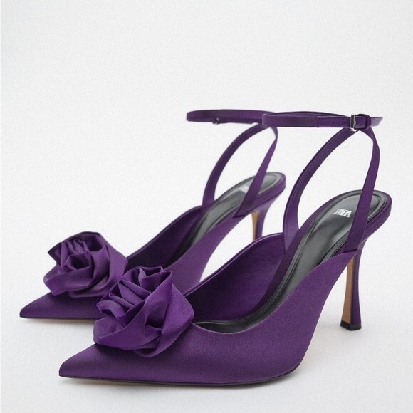 ZARA FLOWER HEELED SHOES - Picture 1 of 4